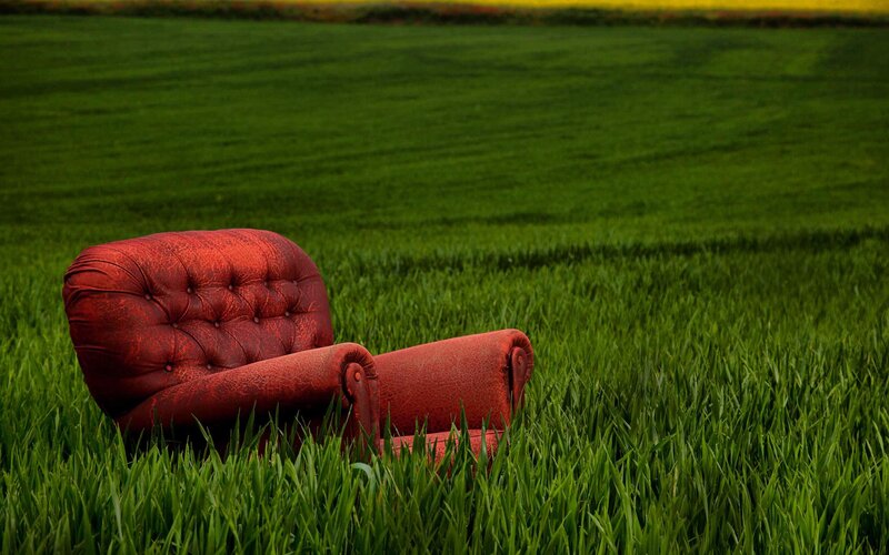 Red Armchair in Field