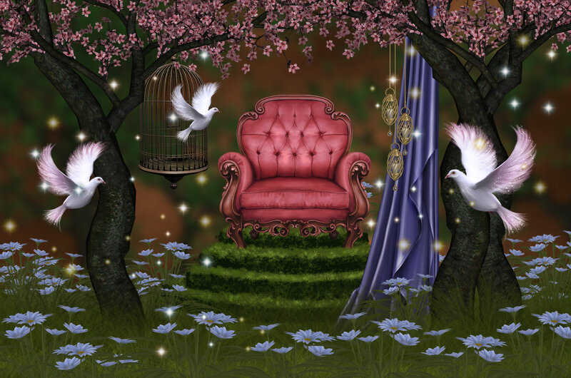 Red Armchair in Garden — Serene