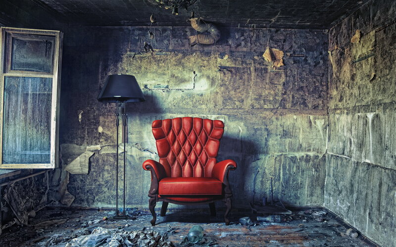 Red Armchair in Ruin