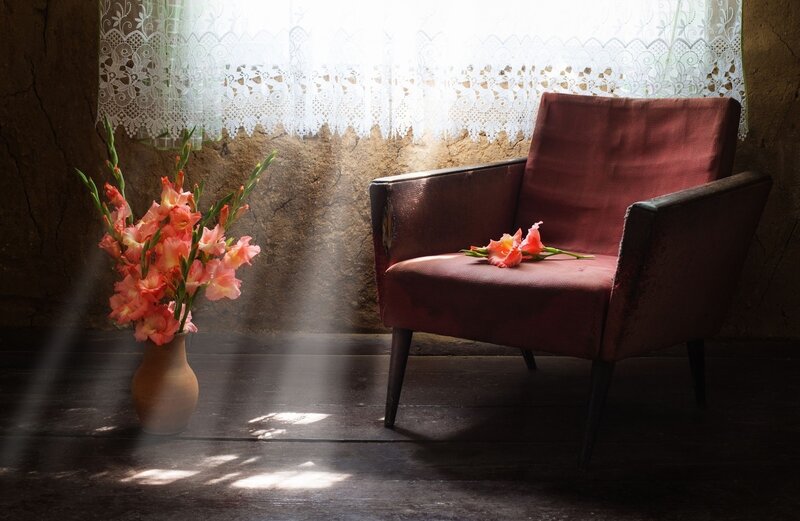 Red Armchair with Flowers — Serene