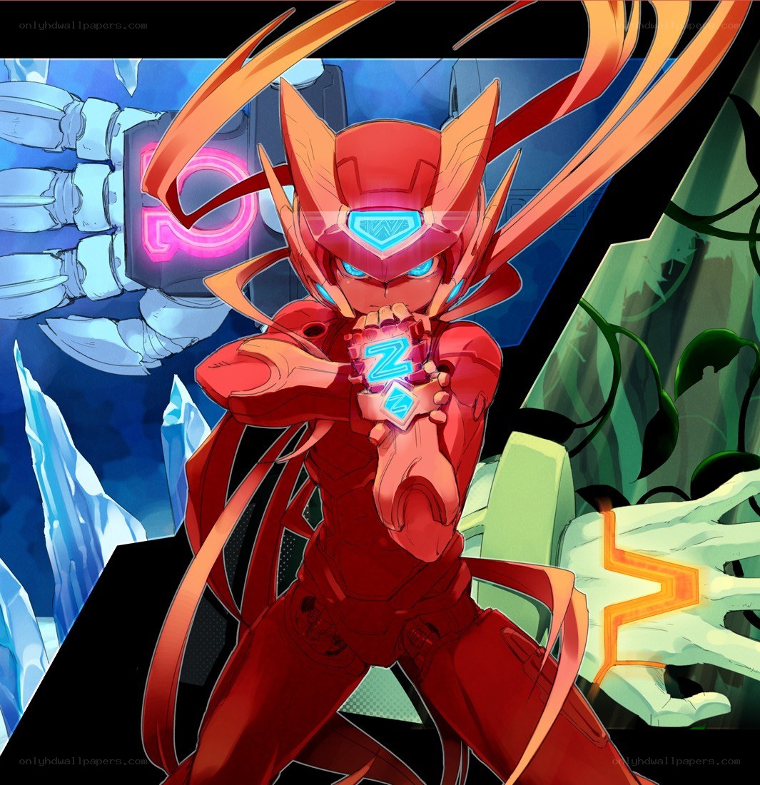 red armored character with glowing z