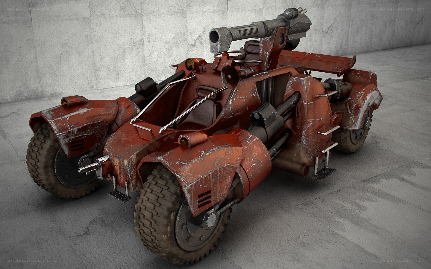 red armored combat trike