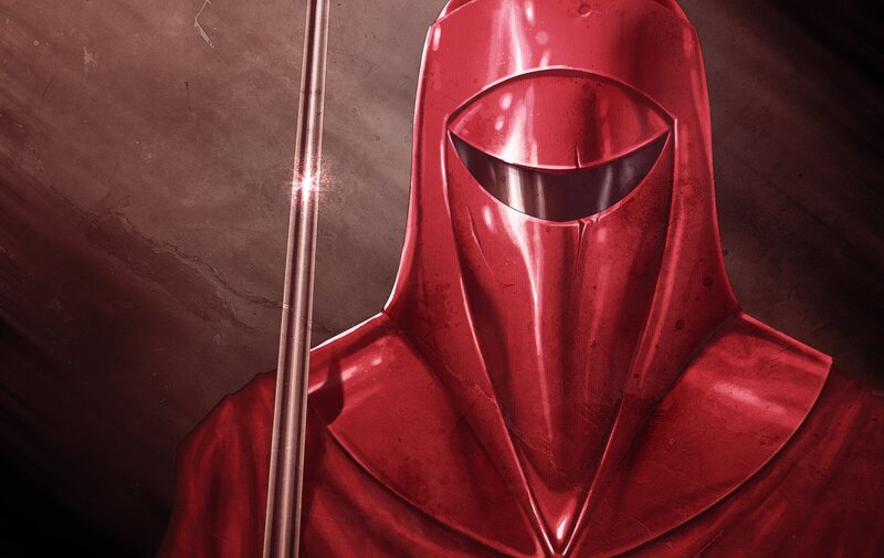 Red-armored Figure — Red, Dramatic