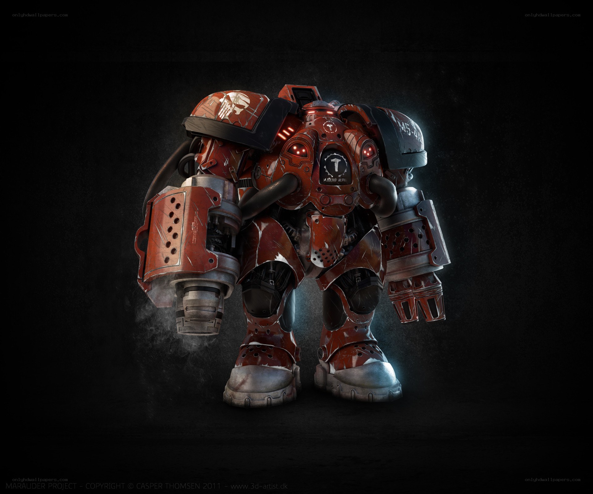 red armored mech suit