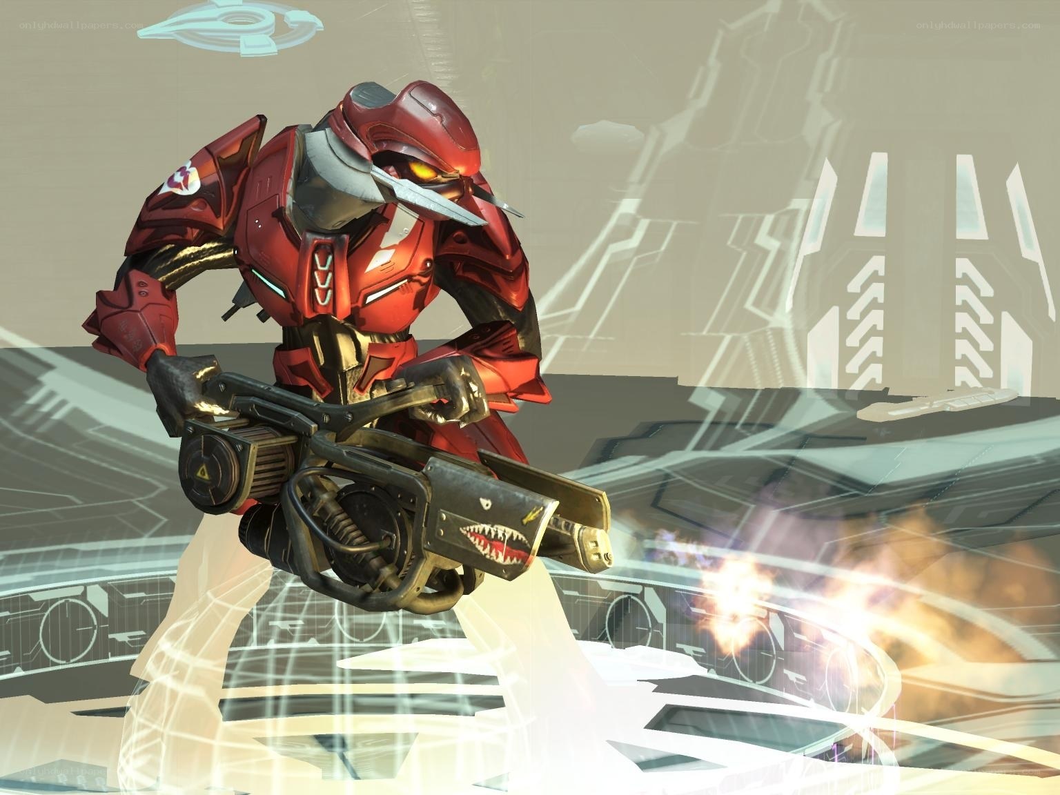 red armored soldier with weapon