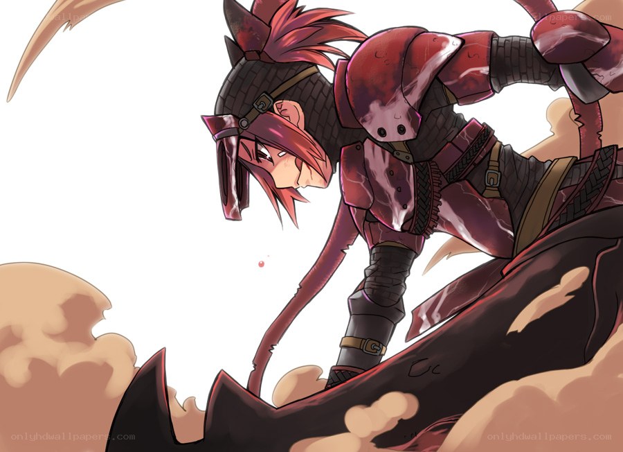 red-armored warrior in battle