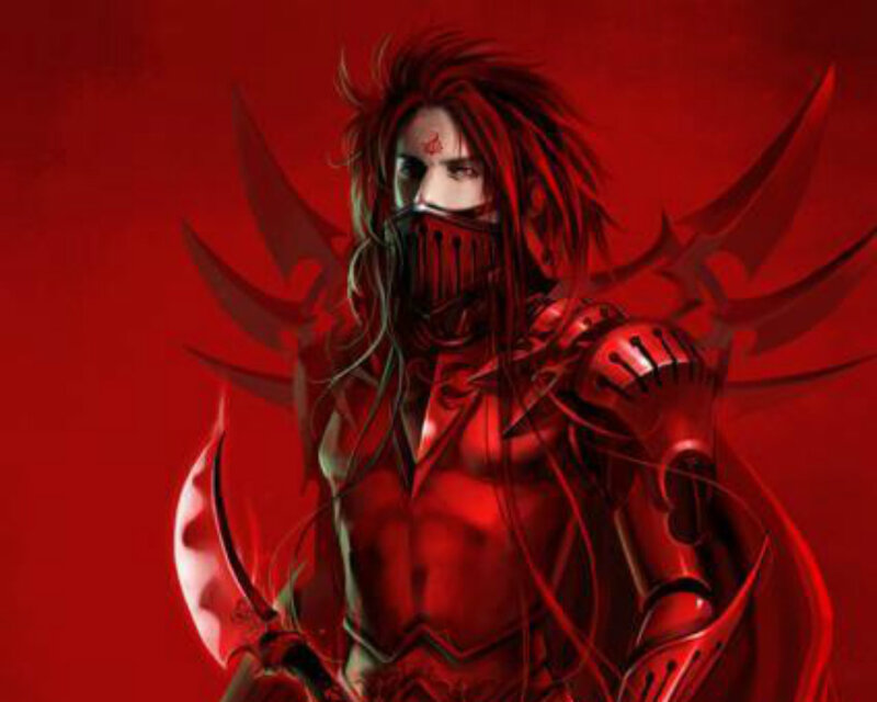 Red-armored Warrior — Red, Dramatic, Digital Art
