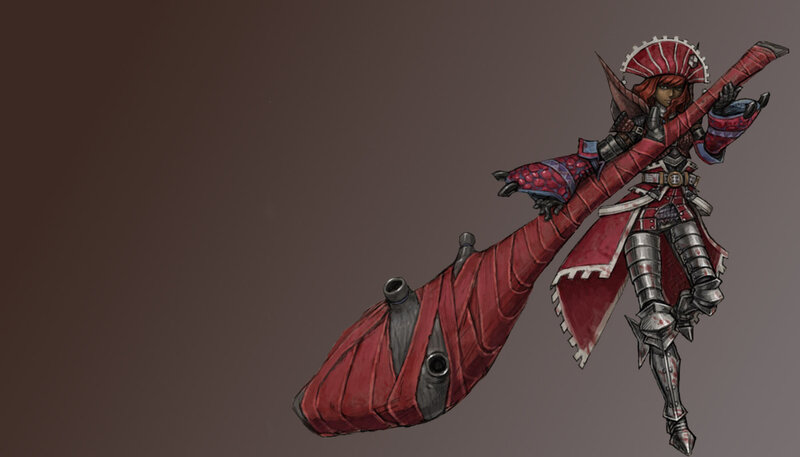 red-armored warrior with large weapon
