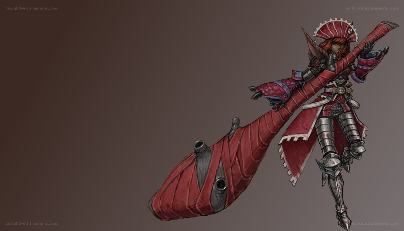 red-armored warrior with large weapon