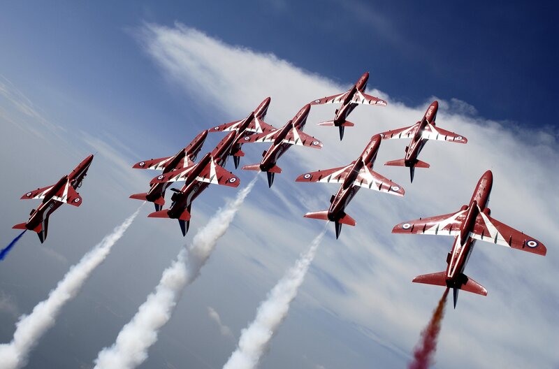 Red Arrows Jet Formation — Dynamic, Afternoon