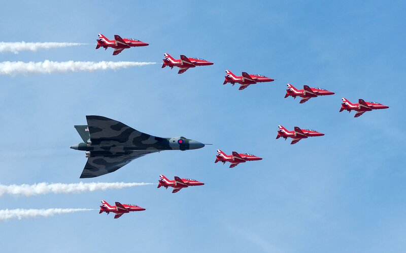 Red Arrows Jets and Vulcan Bomber