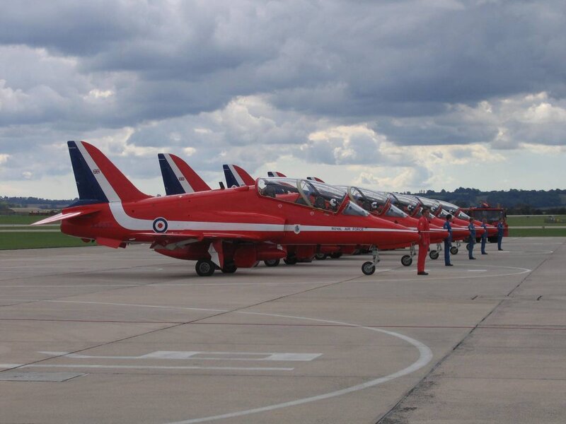 Red Arrows jets on tarmac