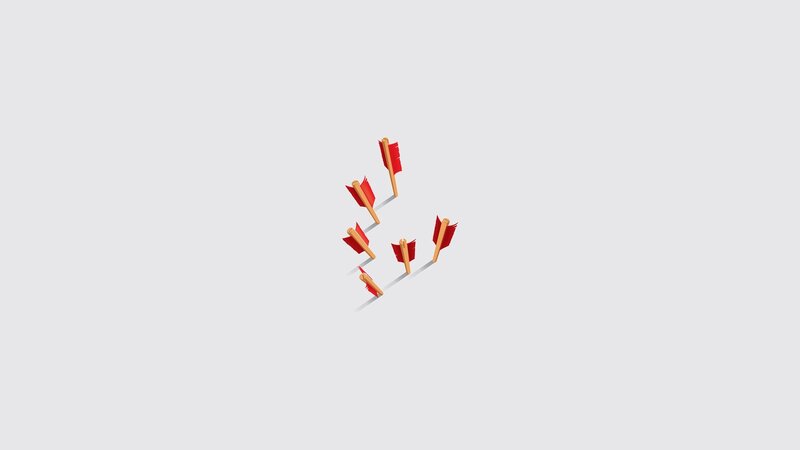 Red arrows on gray background