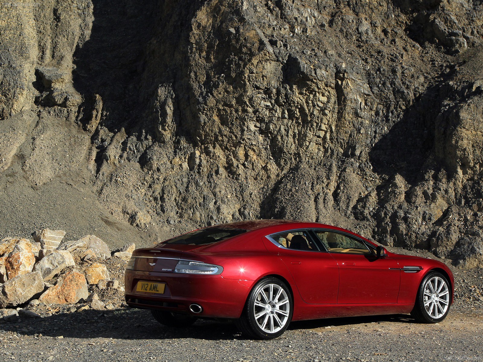 Red Aston Martin in quarry