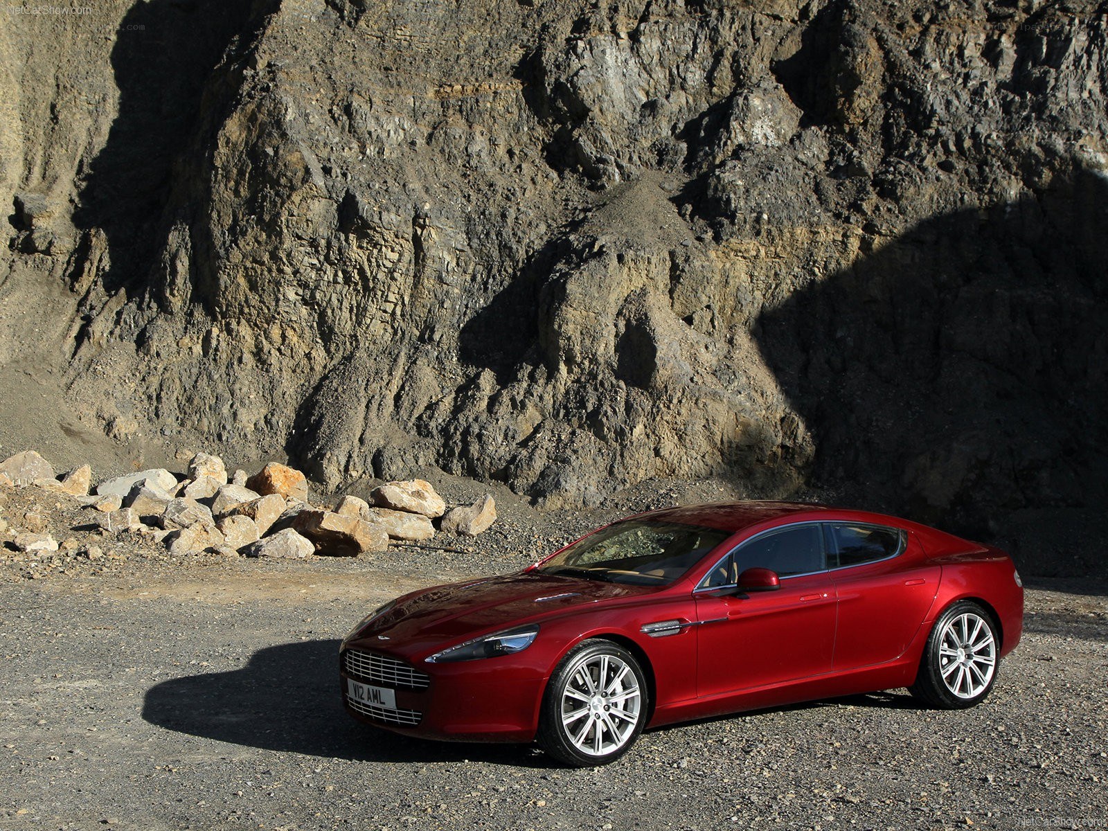 Red Aston Martin in quarry