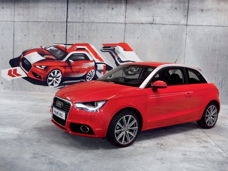 Red Audi A1 in studio