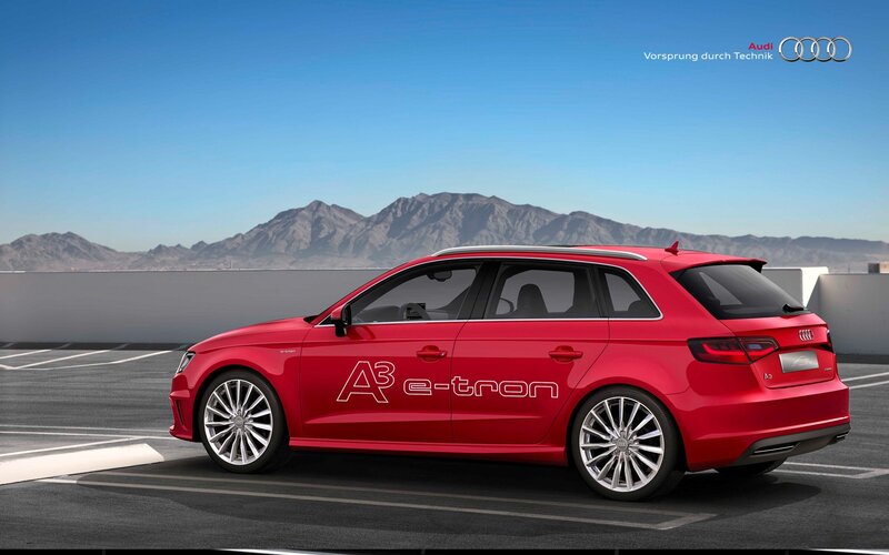 Red Audi A3 e-tron parked