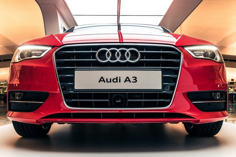 Red Audi A3 front view