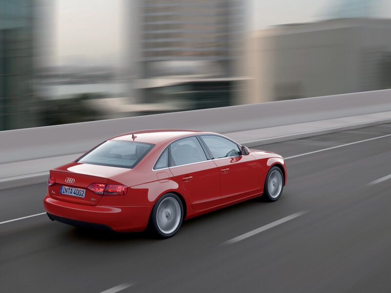 Red Audi A4 in motion