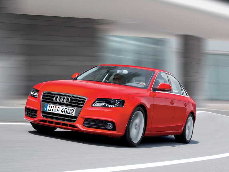 Red Audi A4 in motion