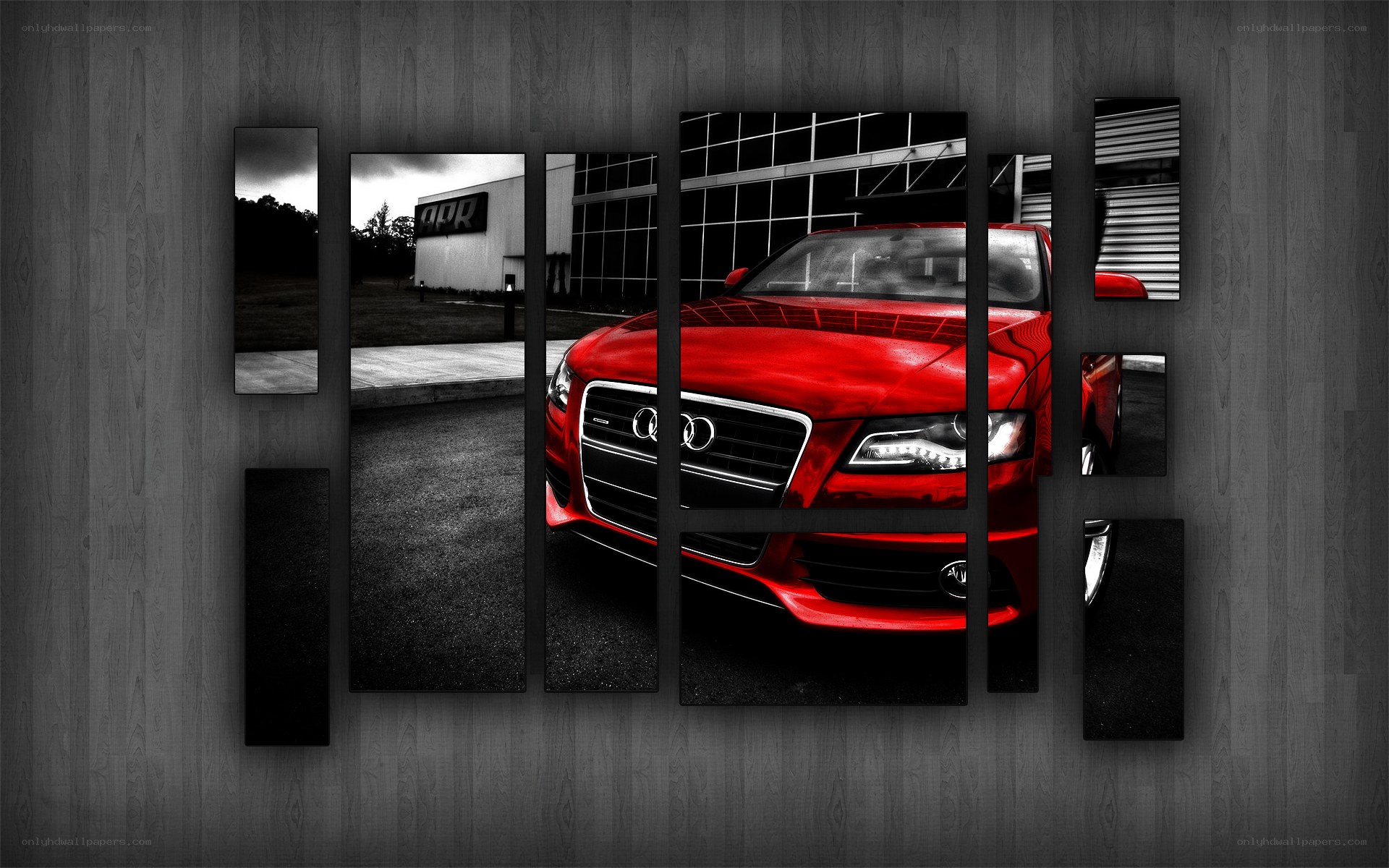 Red Audi car art display