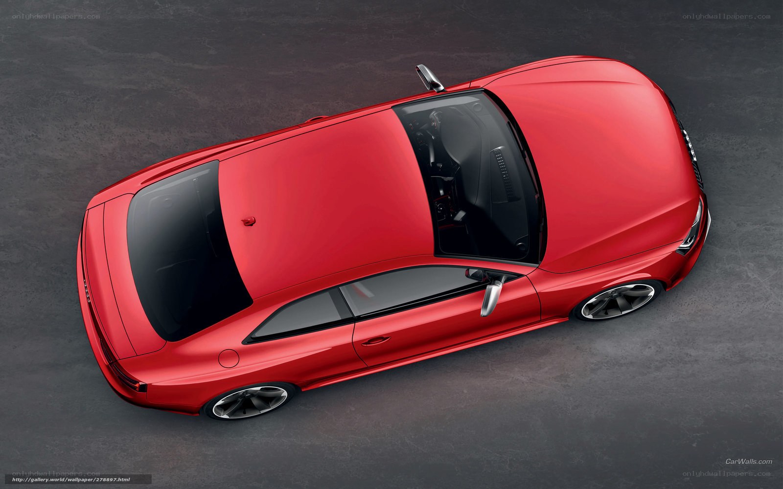 Red Audi car from above