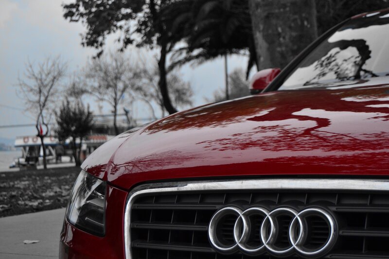 Red Audi car front view