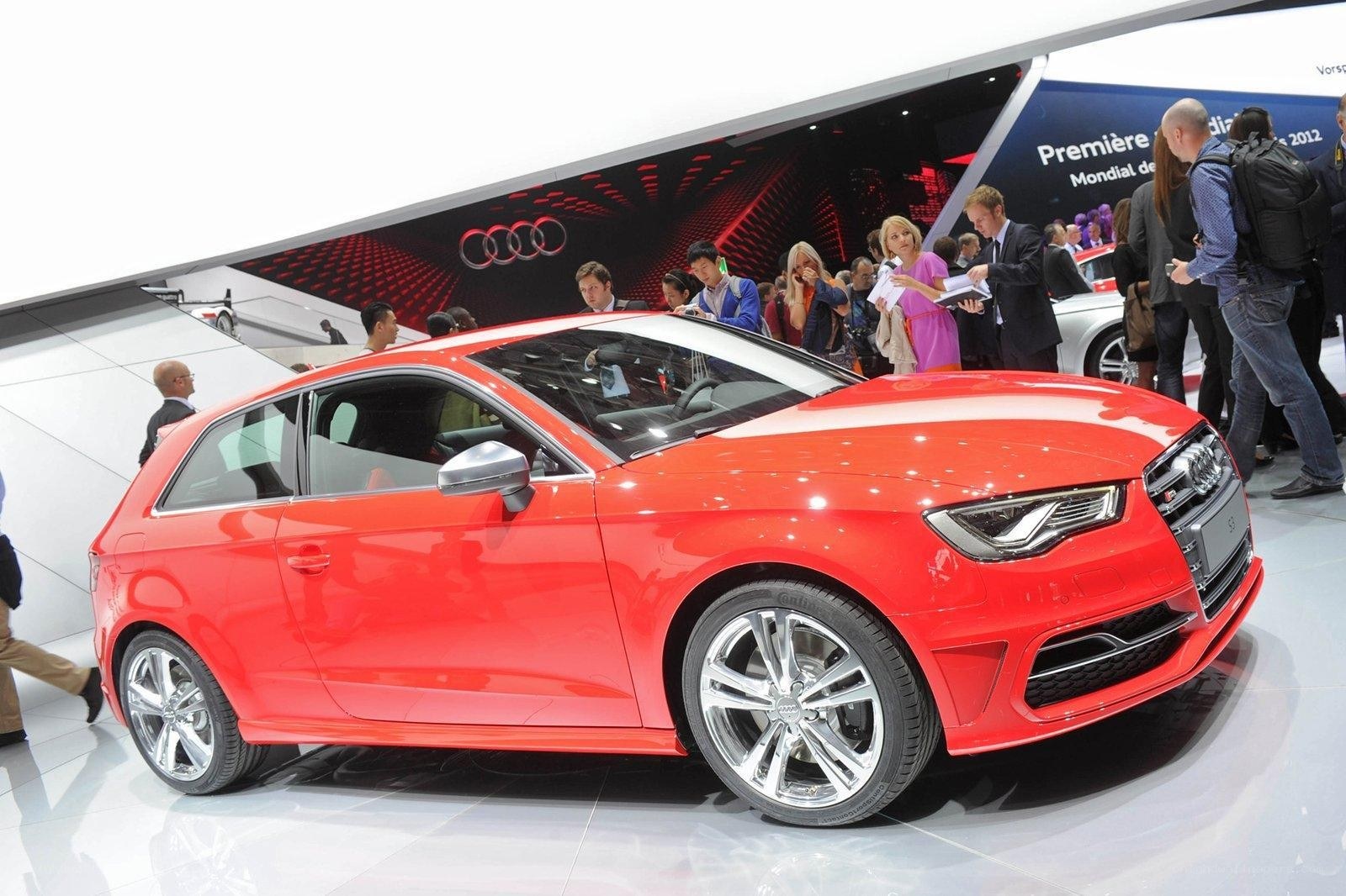 Red Audi car on display
