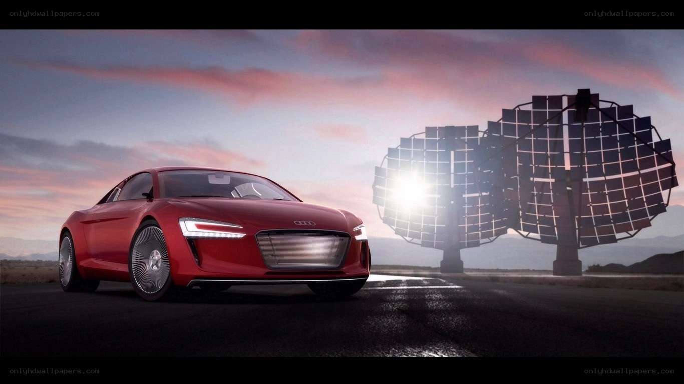 Red Audi concept car at sunset