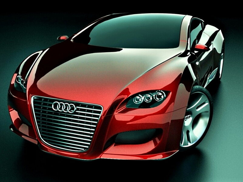 Red Audi Concept Car — Dramatic, 3d Render, Grille, Headlights, Black