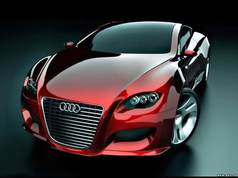 Red Audi Concept Car — Dramatic, 3d Render, Grille, Headlights