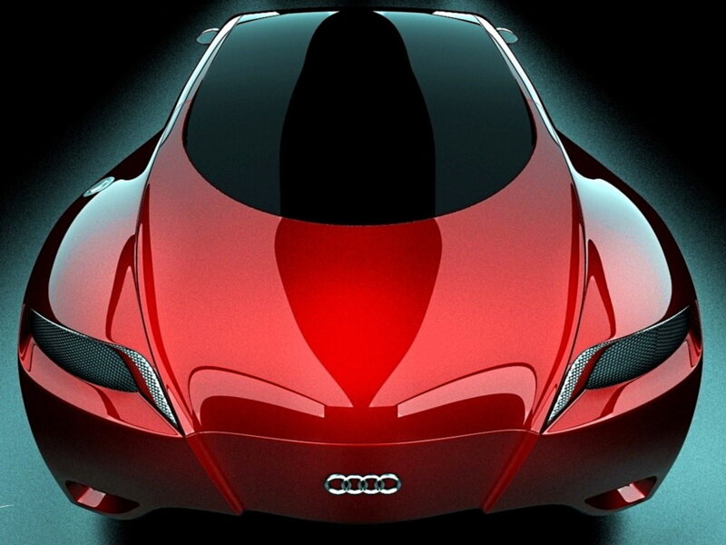 Red Audi Concept Car — Dramatic, 3d Render, Logo