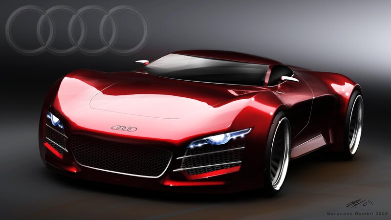 Red Audi Concept Car — Dramatic, Digital Art