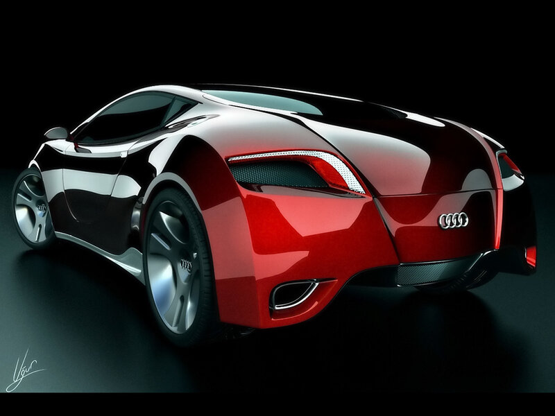 Red Audi Concept Car — Dramatic, Digital Art, Wheels