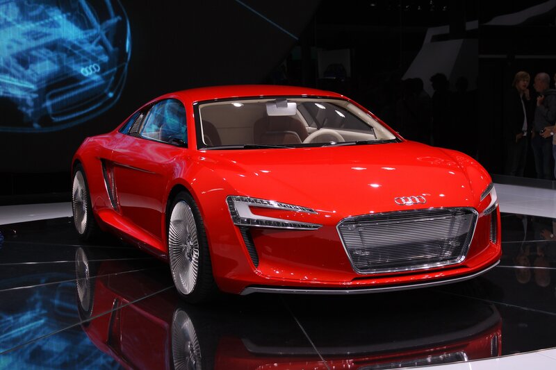 Red Audi Concept Car — Dramatic, Photograph, People