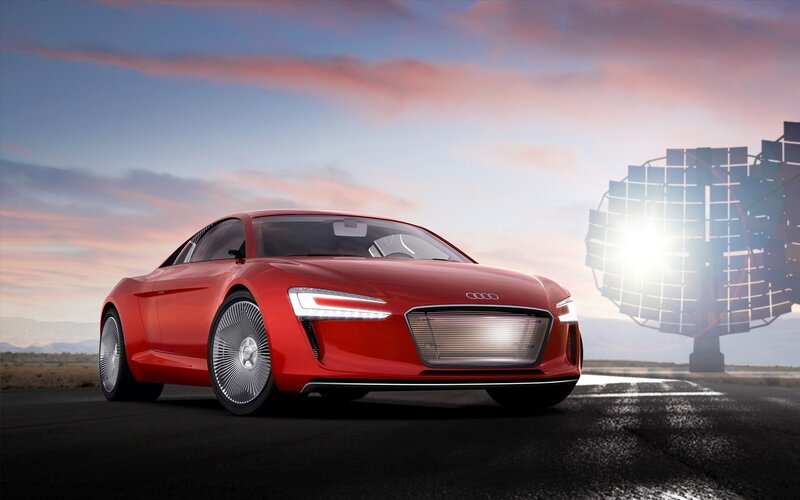 Red Audi Concept Car — Dramatic, Sunset