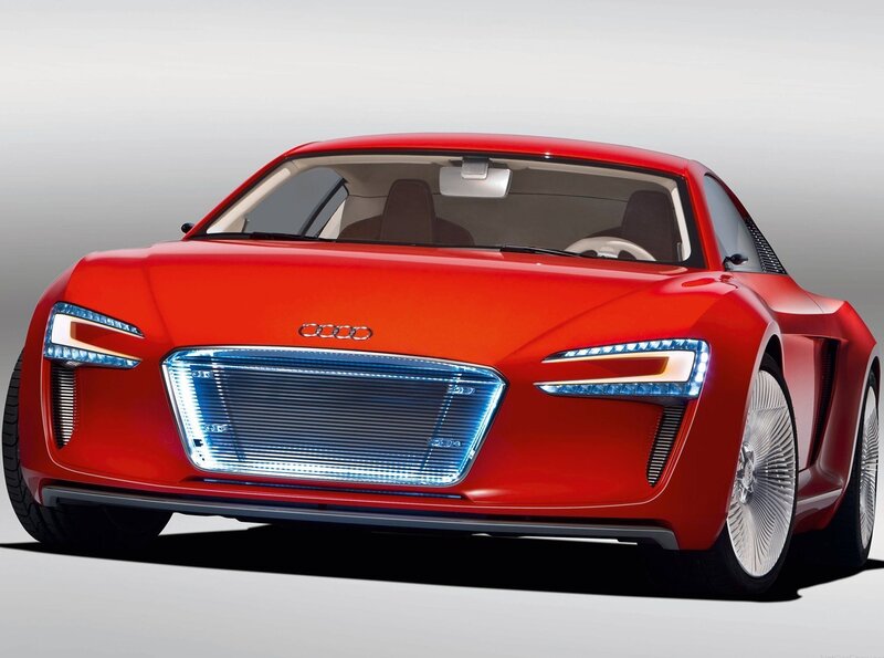 Red Audi Concept Car — Modern, 3d Render, Headlights