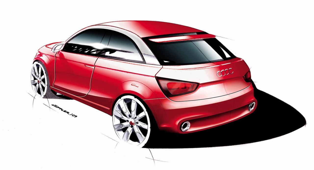 Red Audi concept car sketch