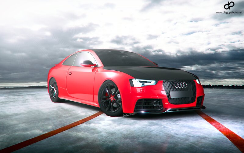 Red Audi Coupe — Dramatic, Digital Art