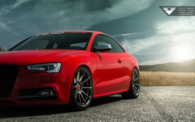 Red Audi Coupe — Dramatic, Sunset, Photograph, Car