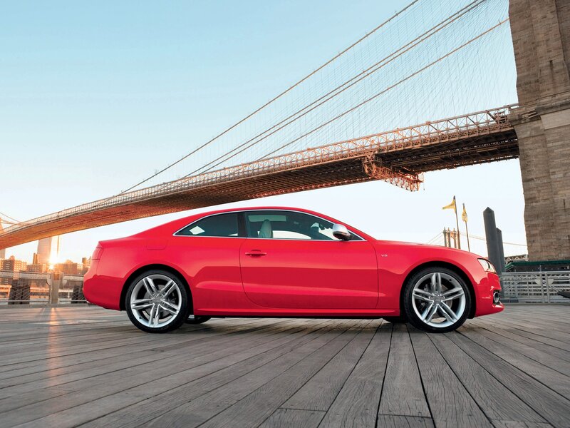 Red Audi Coupe — Dramatic, Sunset