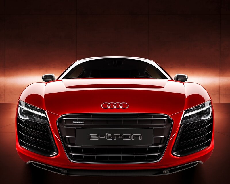 Red Audi E-tron Car — Dramatic, Photograph