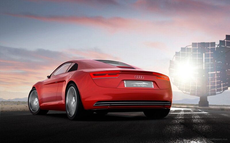 Red Audi E-tron Car — Dramatic, Sunset