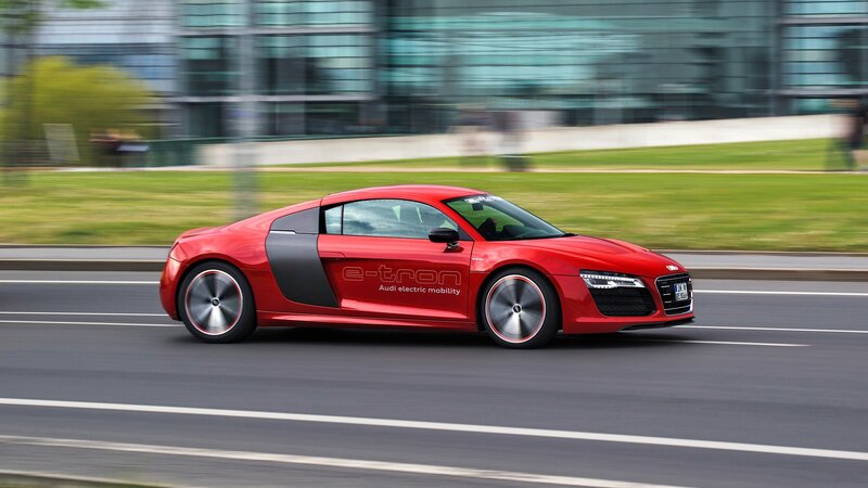 Red Audi E-tron Car — Dynamic, Photograph