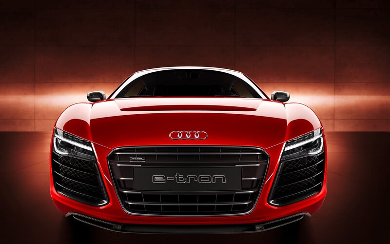 Red Audi e-tron car