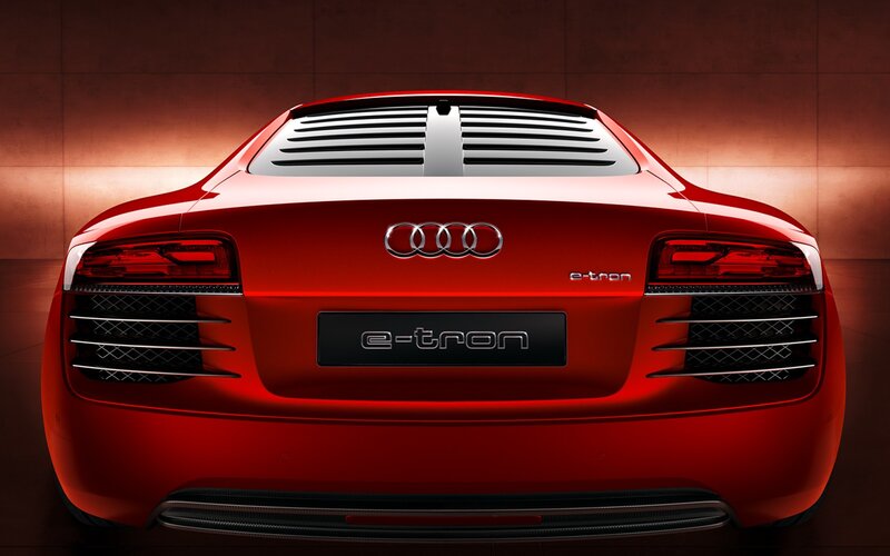 Red Audi e-tron rear view