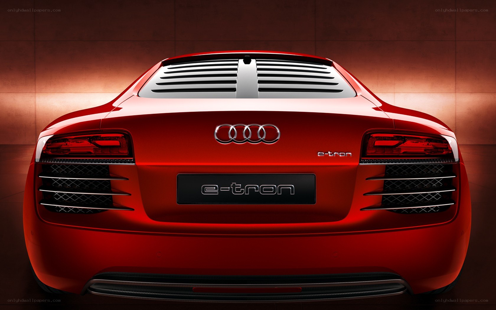 Red Audi e-tron rear view