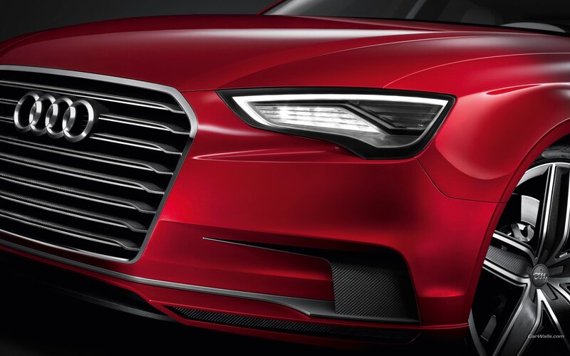 Red Audi front view