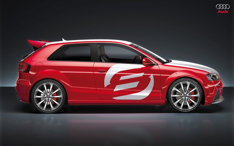 Red Audi hatchback car