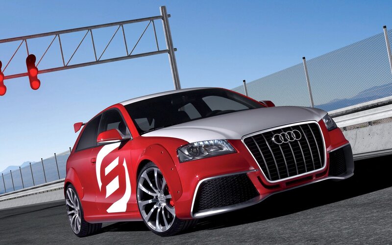 Red Audi on a racetrack